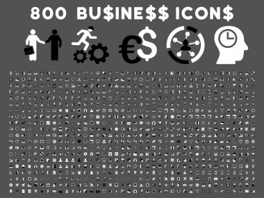 800 düz glif iş ikonları/simgeleri