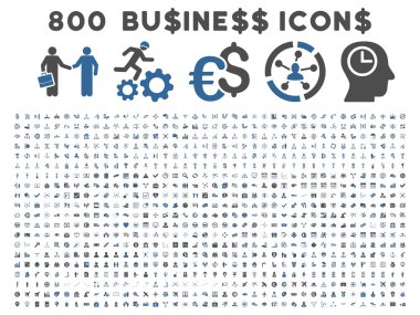 800 düz glif iş ikonları/simgeleri