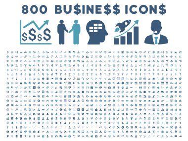 800 düz glif iş ikonları/simgeleri