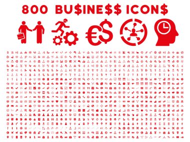 800 düz glif iş ikonları/simgeleri