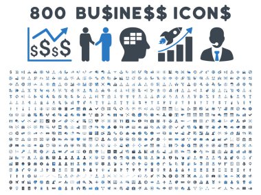 800 düz glif iş ikonları/simgeleri