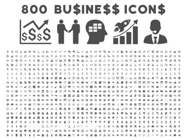 800 düz glif iş ikonları/simgeleri