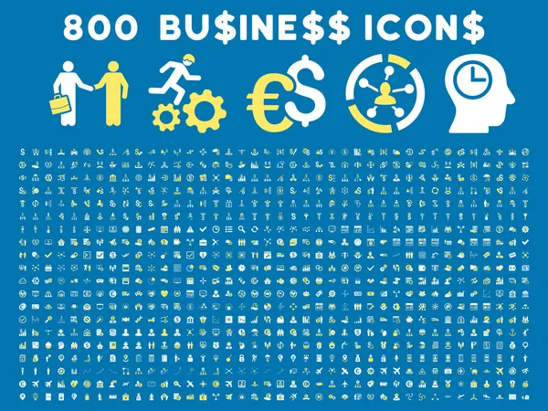 800 Flat Glyph Business Icons — Stock Photo, Image