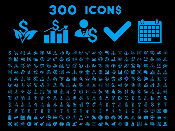 300 ícones de negócios planas Glyph — Fotografia de Stock