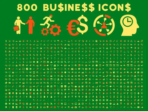 800 плоских глифов бизнес-икон — стоковое фото