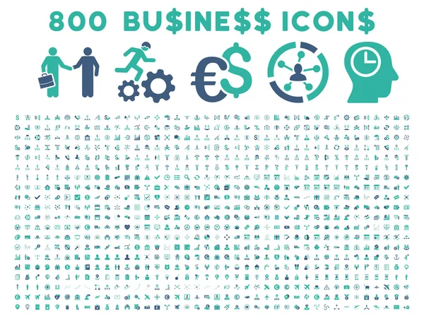 800 Flat Glyph Business Icons — Stock Photo, Image