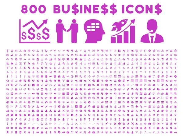 800 ícones de negócios planas Glyph — Fotografia de Stock