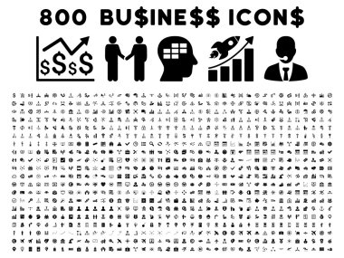 800 düz vektör iş ikonları/simgeleri