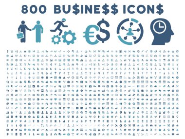 800 düz vektör iş ikonları/simgeleri