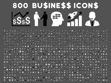 800 düz vektör iş ikonları/simgeleri