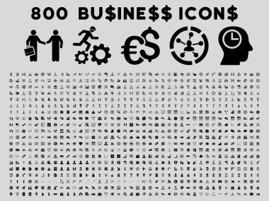 800 düz vektör iş ikonları/simgeleri