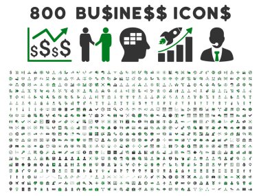 800 düz vektör iş ikonları/simgeleri