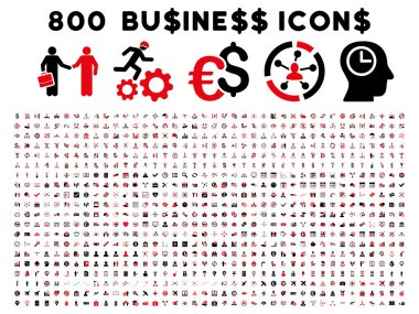 800 düz vektör iş ikonları/simgeleri