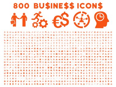 800 düz vektör iş ikonları/simgeleri