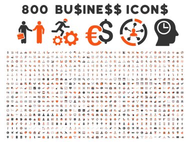 800 düz vektör iş ikonları/simgeleri