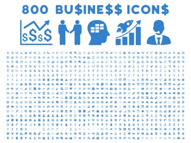 800 düz vektör iş ikonları/simgeleri