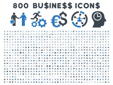 800 düz vektör iş ikonları/simgeleri