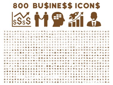 800 düz vektör iş ikonları/simgeleri