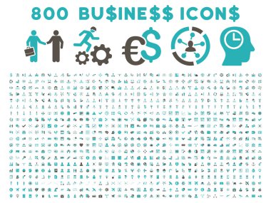 800 düz vektör iş ikonları/simgeleri