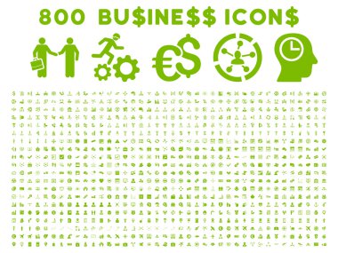 800 düz vektör iş ikonları/simgeleri