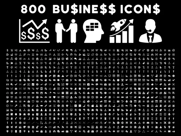 800 плоских векторних бізнес піктограм — стоковий вектор