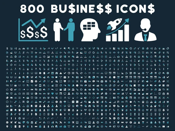 800 iconos de negocio de vectores planos — Vector de stock