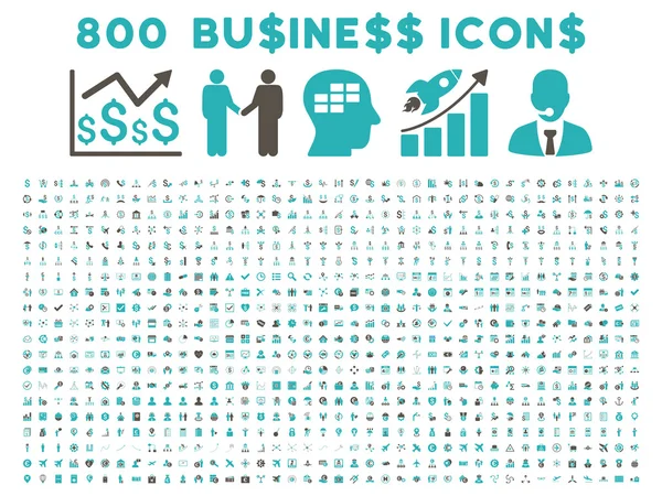 800 iconos de negocio de vectores planos — Vector de stock