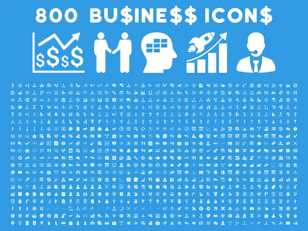 800 iconos de negocio de vectores planos — Vector de stock