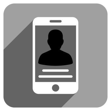 Uzun gölge ile hasta cep hesap düz kare simgesi