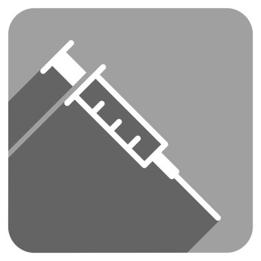 Empty Syringe Flat Square Icon with Long Shadow