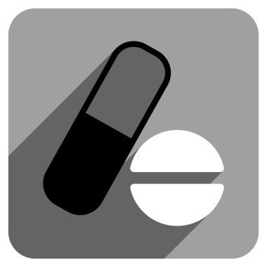 Uzun gölge ile ilaç düz kare simgesi