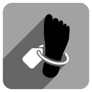 Uzun gölge ile morg ayak etiketi düz kare simgesi