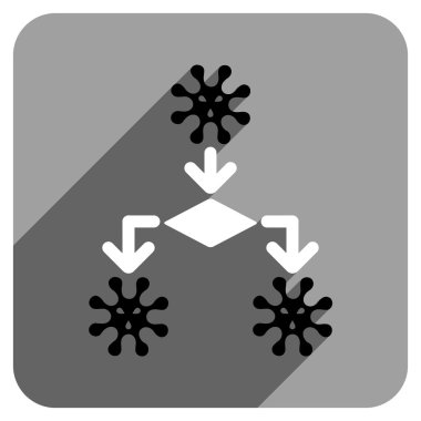 Uzun gölge ile virüs üreme düz kare simgesi