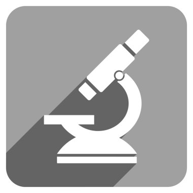 Microscope Flat Square Icon with Long Shadow
