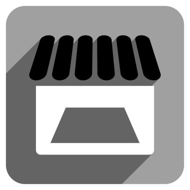 Uzun gölge ile mağaza cephe düz kare simgesi