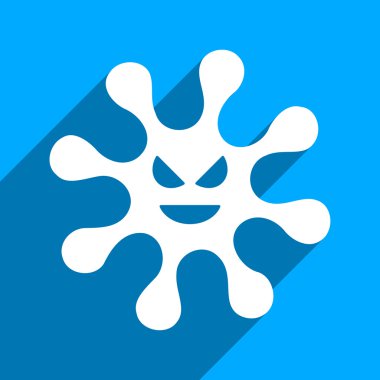 Evil Bacteria Flat Square Icon with Long Shadow