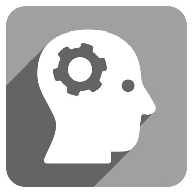 Intellect Mechanism Flat Square Icon with Long Shadow