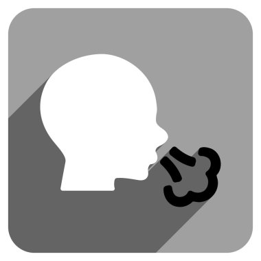 Sneezing Flat Square Icon with Long Shadow