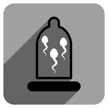 Prezervatif düz kare simgesini uzun gölge ile sperm