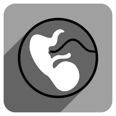 Uzun gölge ile embriyo rahim düz kare simgesi