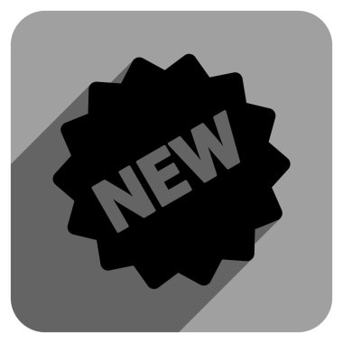 New Tag Flat Square Icon with Long Shadow