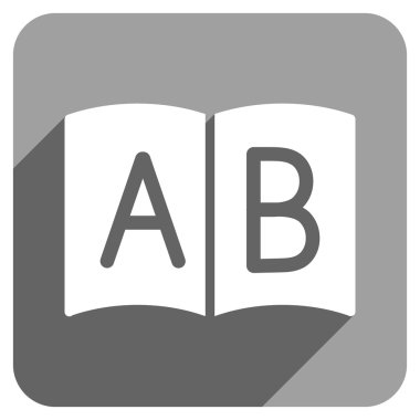 Open Handbook Flat Square Icon with Long Shadow