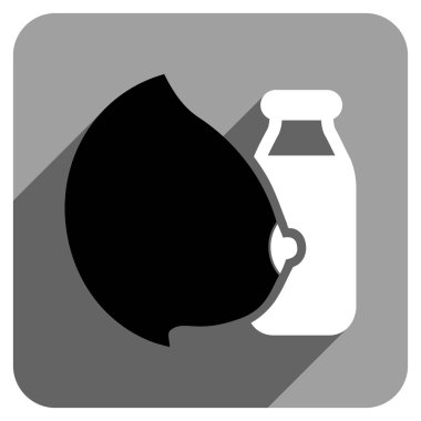 Uzun gölge ile anne süt şişesi düz kare simgesi