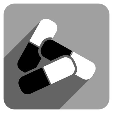 Uzun gölge ile hapları düz kare simgesi