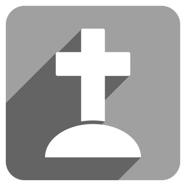 Grave Flat Square Icon with Long Shadow