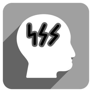 Uzun gölge ile beyin fırtınası kafa düz kare simgesi