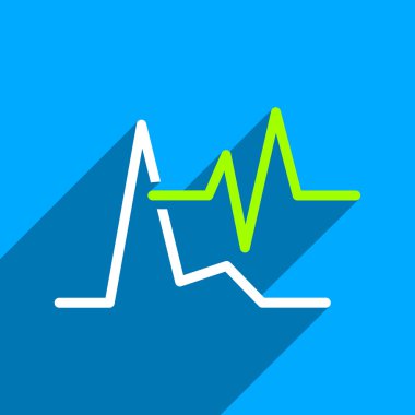 Uzun gölge ile EKG düz kare simgesi