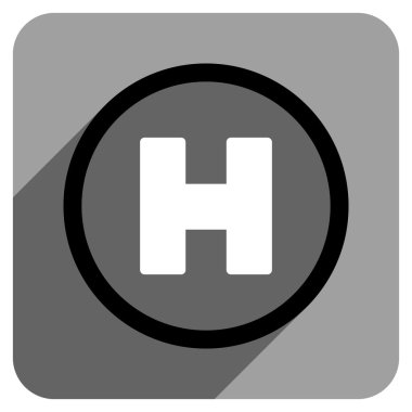 Uzun gölge ile helikopter iniş daire düz kare simgesi