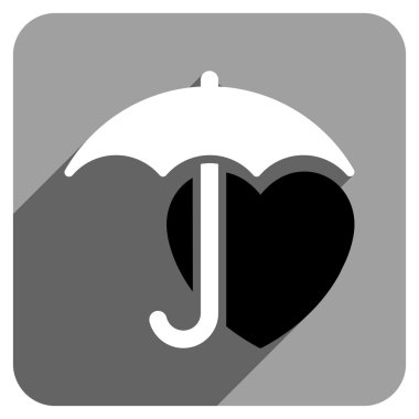 Uzun gölge ile kalp şemsiye koruma düz kare simgesi