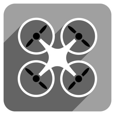 Uzun gölge ile quadcopter düz kare simgesi